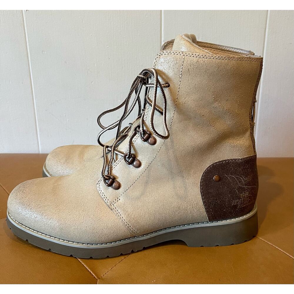 The North Face‎ Ballard II Women's Leather Combat Boots Sz 11 Beige and Taupe - Picture 3 of 7